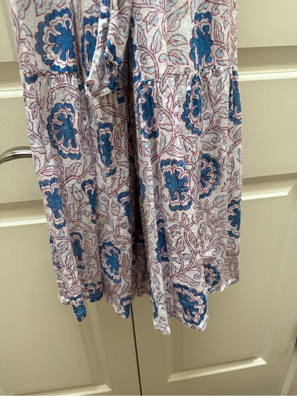 Oliphant Cream Dress with Blue and Red Floral Print - Picture 8 of 10